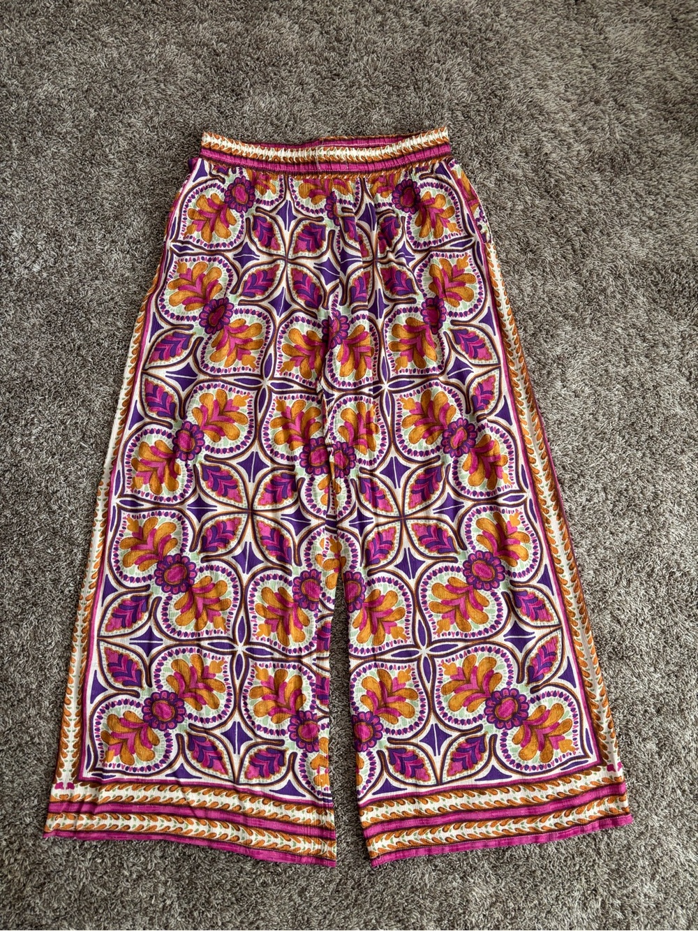 Free People Emerson Pop Printed Wide-Leg Pants – Size Small Boho Festival Coast - Picture 2 of 9